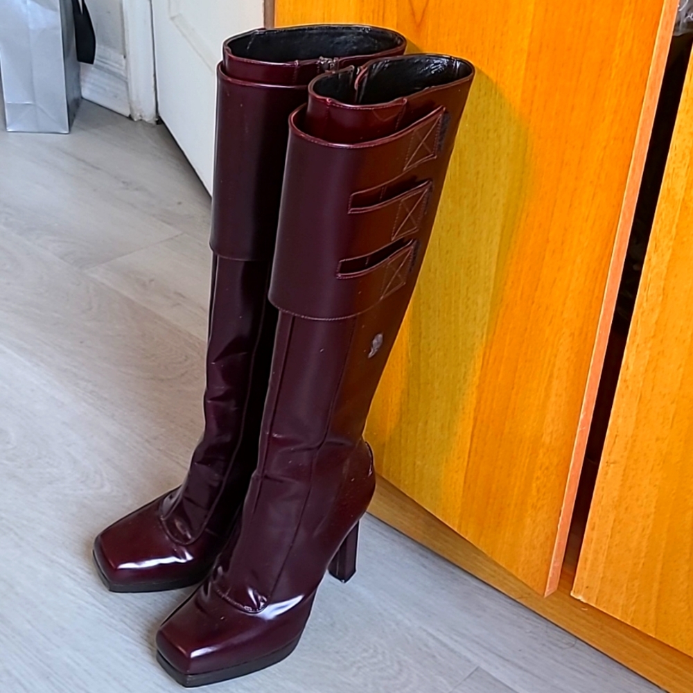 Lanvin tall boots dark maroon 38 high heel